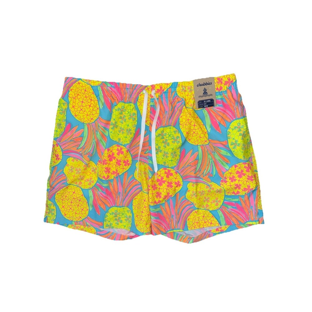 Mens Chubbies The Hooligans Swim Trunks 5.5 Inseam Mesh Liner Pineapple Size XXL